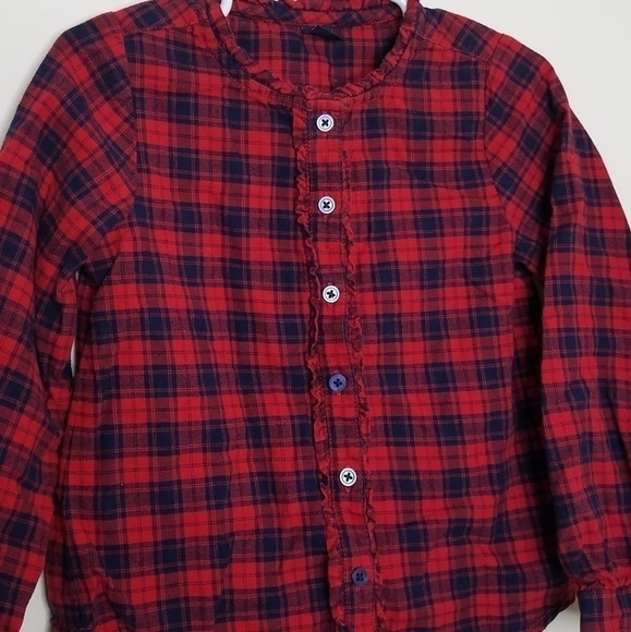 Gap Plaid Button Down Ruffle Shirt 4 - Picture 3 of 5